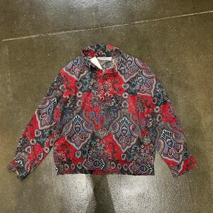 Vintage 90s Alfred Dunner Red Paisley Long Sleeve Button Up Shirt Women's 16